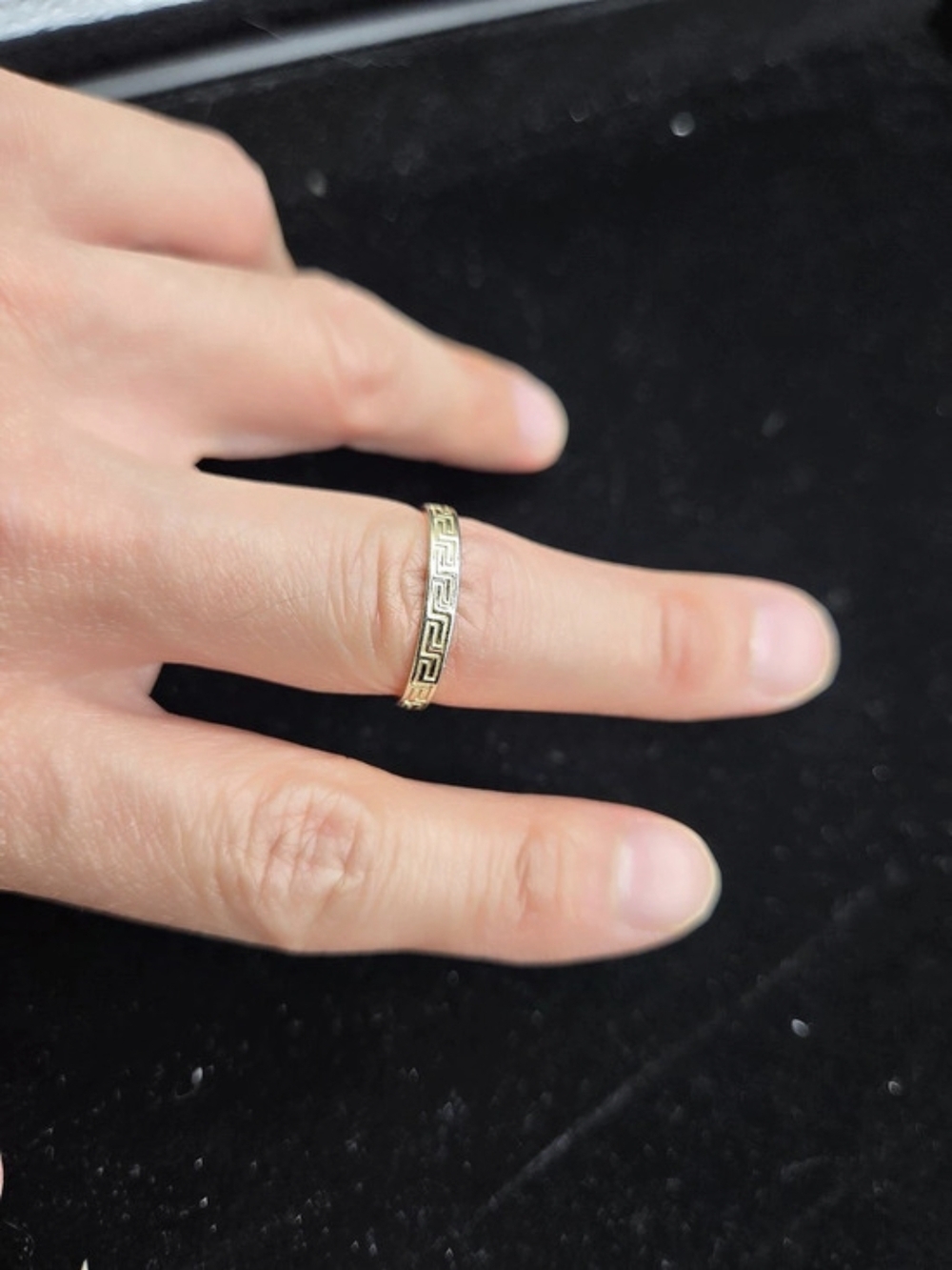 Gold Plated Sterling Silver 925 Greek Ring US 8 Like New